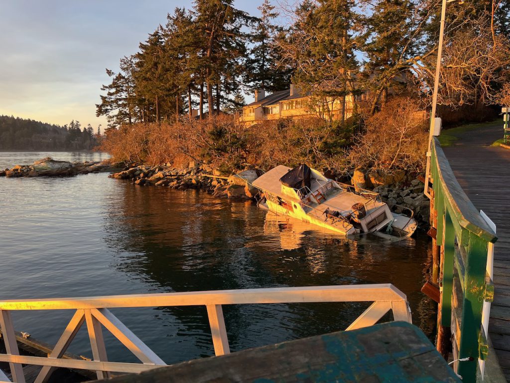Boat wrecked on shore
