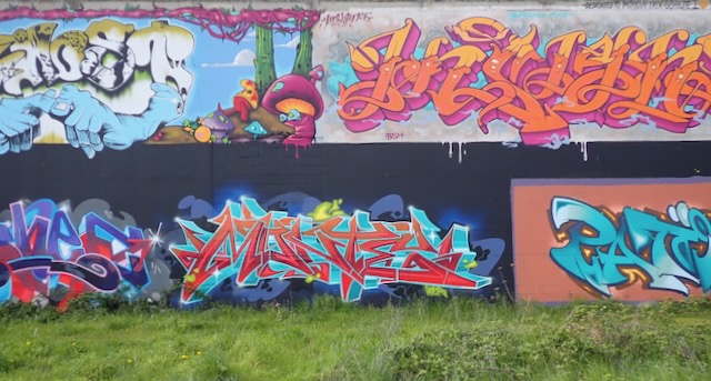 Graffiti murals on E&N Trail, Esquimalt