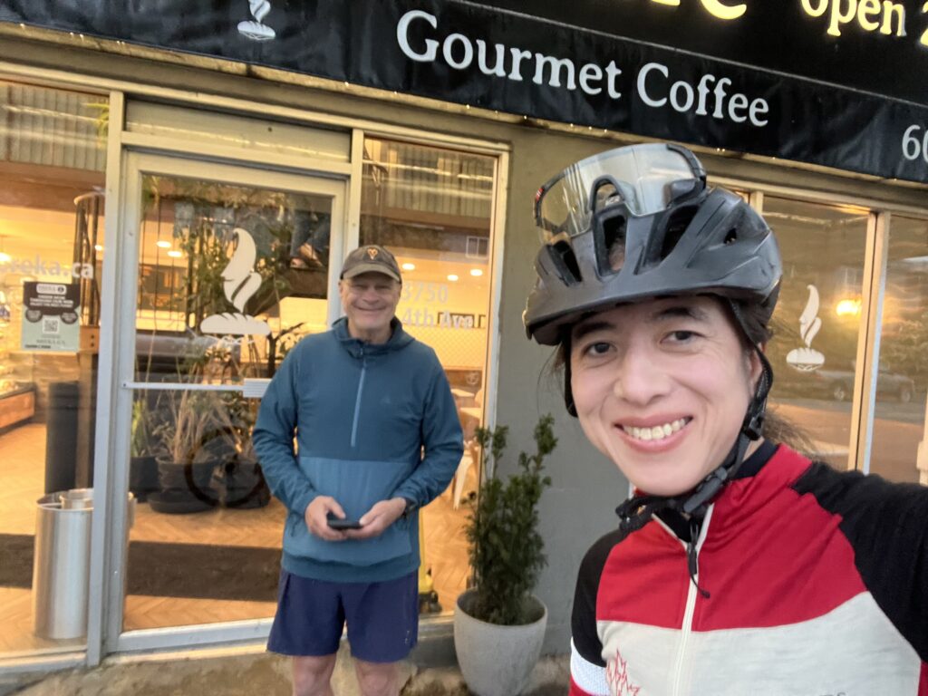 Vincent Deslauriers with Dara Poon outside Breka Bakery Cafe