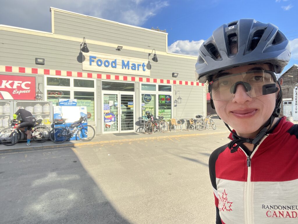Four bikes outside the Chevron station in Ashcroft