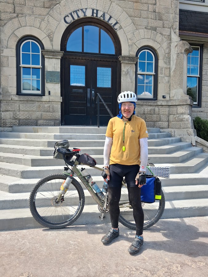 Bob arriving at Fernie City Hall